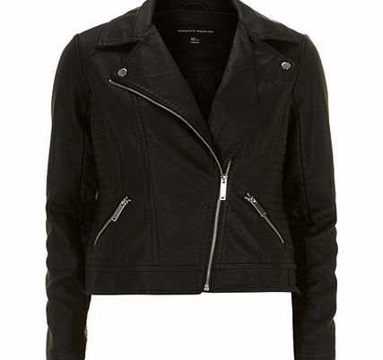 Black Panelled Biker Jacket, black 19119938513