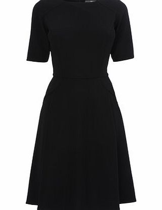 Bhs Black Ribbed Fit and Flare Dress, black 356378513