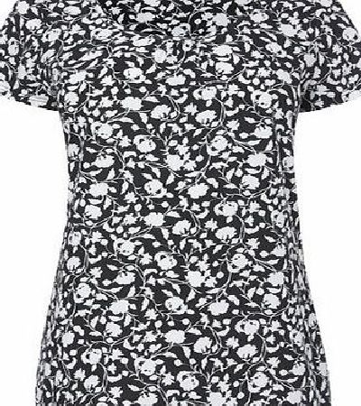 Bhs Black Short Sleeve Oriental Print Tee, black