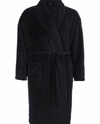 Black Textured Dressing Gown, Black BR62G35FBLK