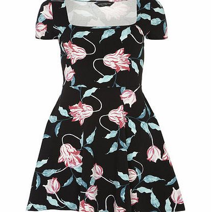 Bhs Black Tulip Square Neck Dress, black 19130508513