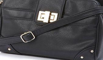 Bhs Black Turnlock Strap Cross Body Bag, black