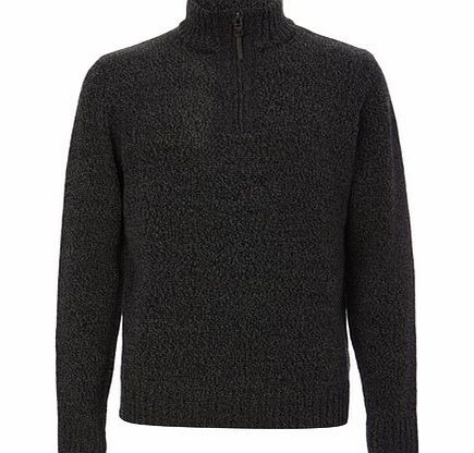 Bhs Black Twist Zip Neck Jumper, Black BR53E01GBLK