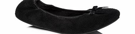 Bhs Black Velvet Bow Ballerina Slipper with Polka