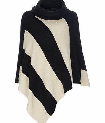 Bhs Black Wide Striped Poncho, black 12035618513