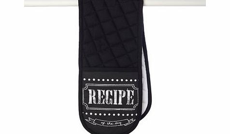 Bhs Blackboard text double oven glove, black/white