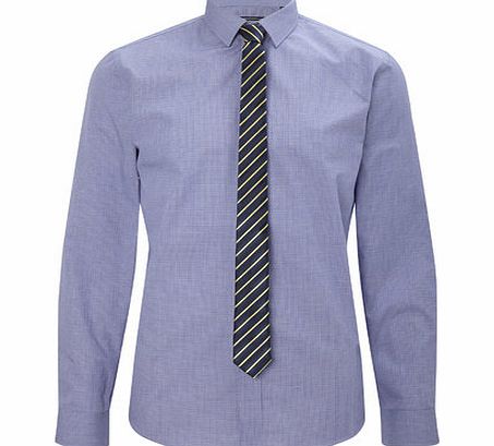 Bhs Blue Basket Weave Slim Shirt, Blue BR66C12GBLU