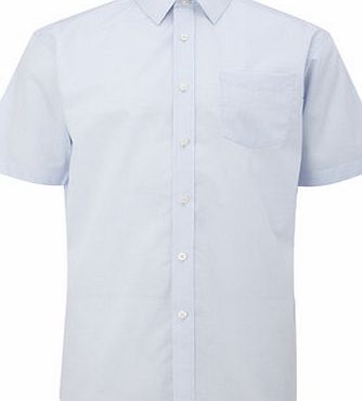 Bhs Blue Dot Texture Regular Fit Short Sleeve Cotton