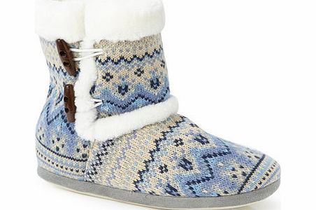 Bhs Blue Fair Isle Bootie, blue 6007151483