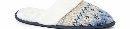 Bhs Blue Fair Isle Padder Slipper, blue 6007211483