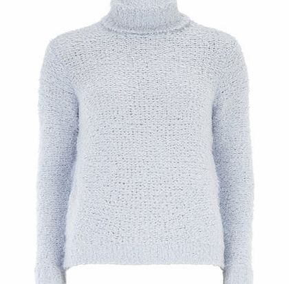 Bhs Blue High Neck Fluffy Jumper, blue 19129571483