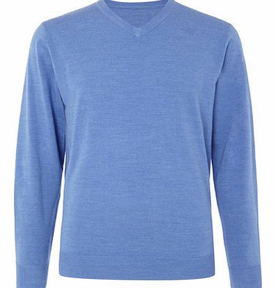 Blue Supersoft V Neck Jumper, Blue BR53A05EBLU