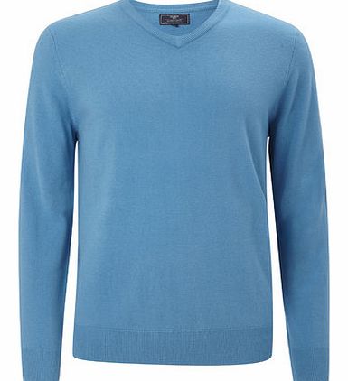 Blue Supersoft V Neck Jumper, Blue BR53A08FBLU