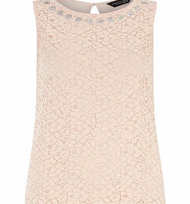 Bhs Blush Jewel Lace Shell Top, pink 19129660528