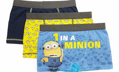 Boys 3 Pack Disney Despicable Me Trunks, blue