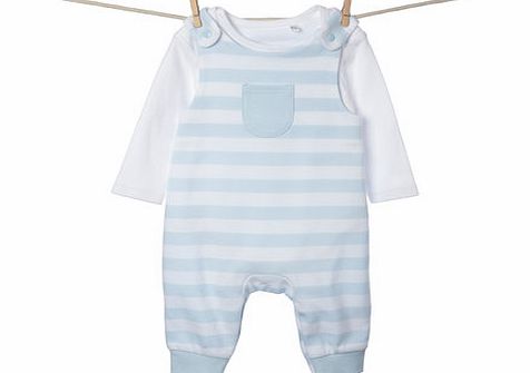 Bhs Boys Baby Boys Striped Dunagrees Set, pale blue