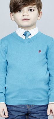 Bhs Boys JRM Blue Cotton V Neck Jumper, blue