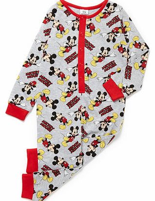 Boys Mickey Mouse Boys Onesie, grey marl