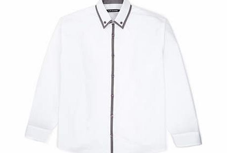 Boys White Shirt with Grey Insert, white