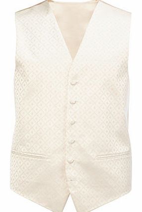 Bhs Champagne Diamond Wedding Waistcoat, Cream