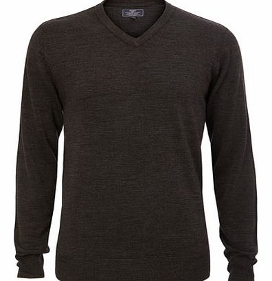 Charcoal Supersoft V Neck Jumper, Grey BR53A02EGRY