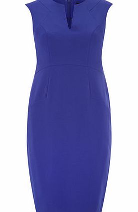 Bhs Cobalt Blue Notch Neck Pencil Dress, blue