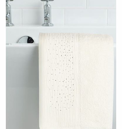 Cream Crinkle Diamante Hand Towel, cream