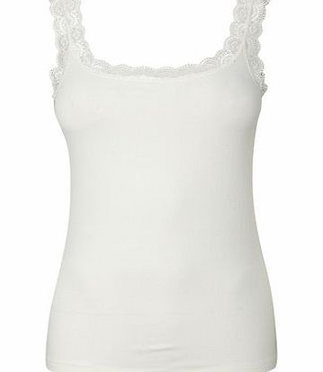 Bhs Cream Lace Built Up Shoulder Vest, cream