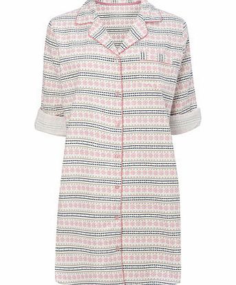 Cream Multi Fairisle Nightshirt, cream multi