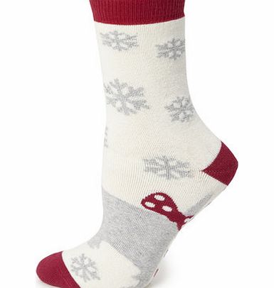 Bhs Cream Side by Side Scotty Bed Socks, cream