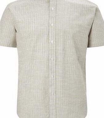 Bhs Cream Stripe Grandad Collar Shirt, Cream