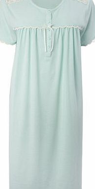 Bhs Duck Egg Ladies Traditional Spot Nightdress,