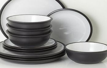 Bhs Essentials Black Matte 12 Piece Dinnerware Set,