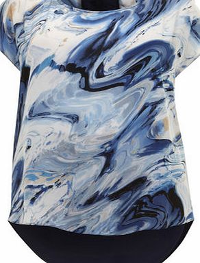 Bhs Evans Blue Marble Print Top, blue 12610261483