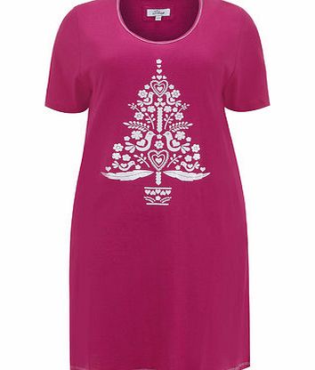 Bhs Evans Pink Glitter Xmas Tree Short Nightdress,