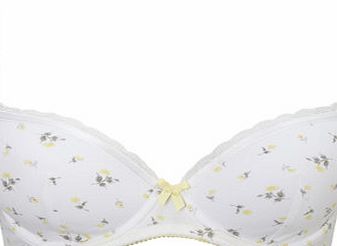 Bhs Floral Print Cotton Plunge Bra, cream 2304650004