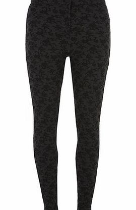 Bhs Floral Textured Treggings, black 19128978513