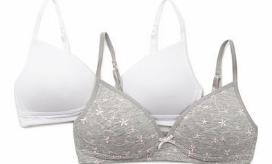 Bhs Girls 2 Pack Girls Moulded Bras, white/multi