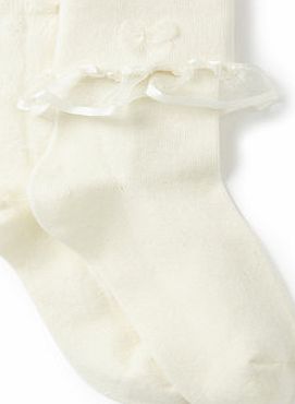 Bhs Girls 2 Pack Ivory Occasion Socks, ivory