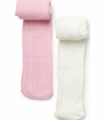 Bhs Girls 2 Pack Pelerine Tights, pink/white