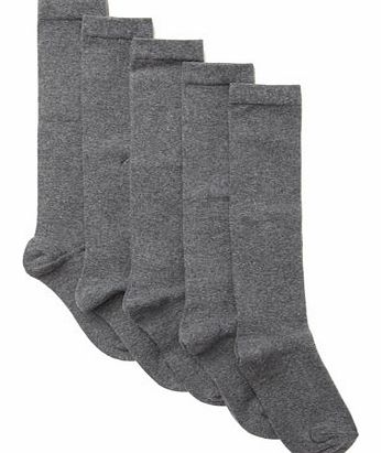 Bhs Girls 5 Pack Charcoal Knee High Socks, charcoal