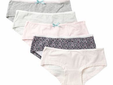 Bhs Girls 5 Pack Floral Shortie, grey marl 1491582816