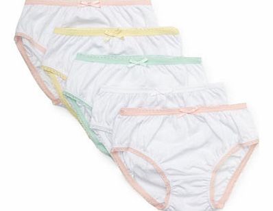 Bhs Girls 5 Pack Girls White Briefs, white/multi