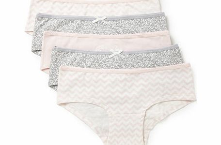 Bhs Girls 5 Pack Pink Chevron Shorties, pale pink