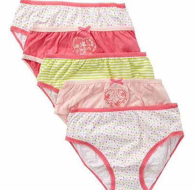 Bhs Girls 5 Pack Pink Heart Girls Briefs, multi