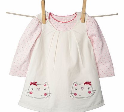 Bhs Girls Baby Girls Cord Pinafore Dress Set, ivory