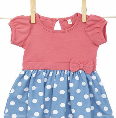 Bhs Girls Baby Girls Short Sleeved Polka Dot Dress,