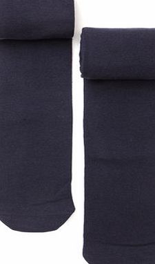 Bhs Girls Girls 2 Pack Navy Cotton Soft Tights, navy