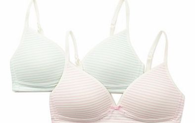 Bhs Girls Girls 2 Pack Stripe Bras, multi pink