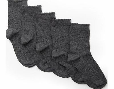 Bhs Girls Girls 5 Pack Grey Heart Ankle Sock, grey